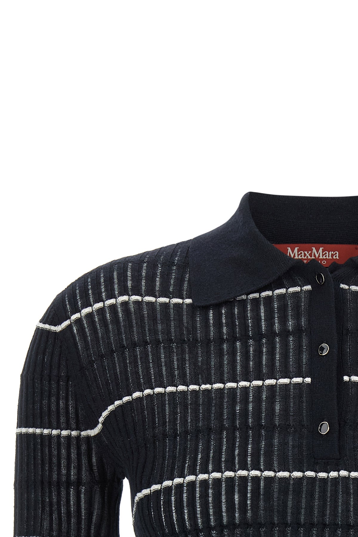 mstgallo polo shirt in wool and silk yarn worked in flat ribbed