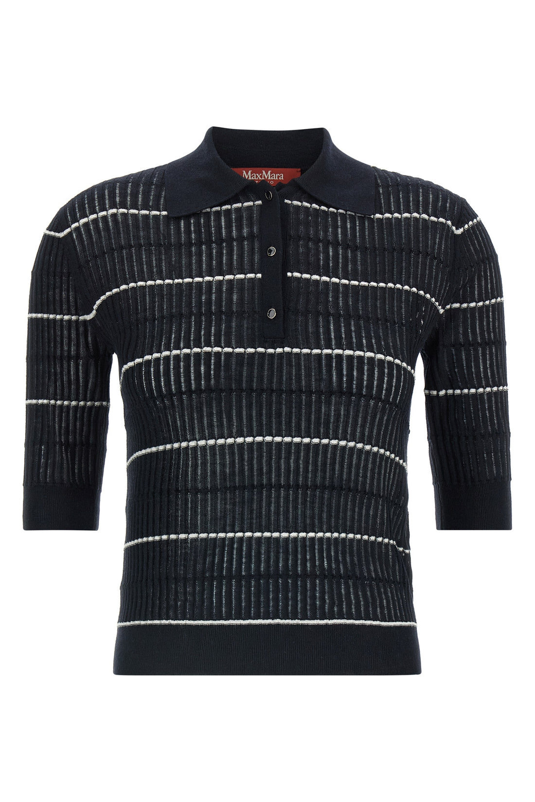 MAX MARA STUDIO L mstgallo polo shirt in wool and silk yarn worked in flat ribbed