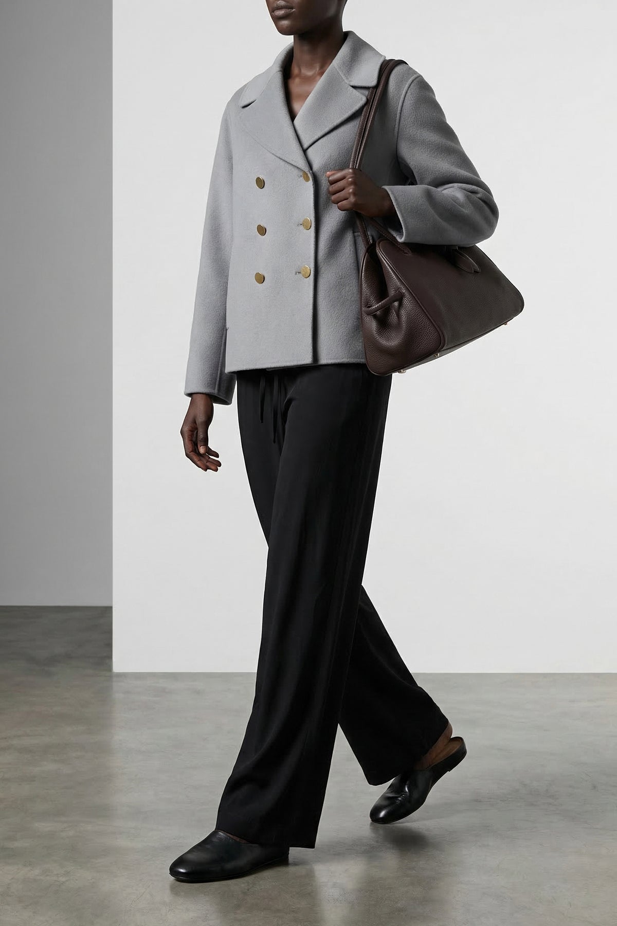 smmmargot double-breasted caban-inspired blazer in double drap of pure wool