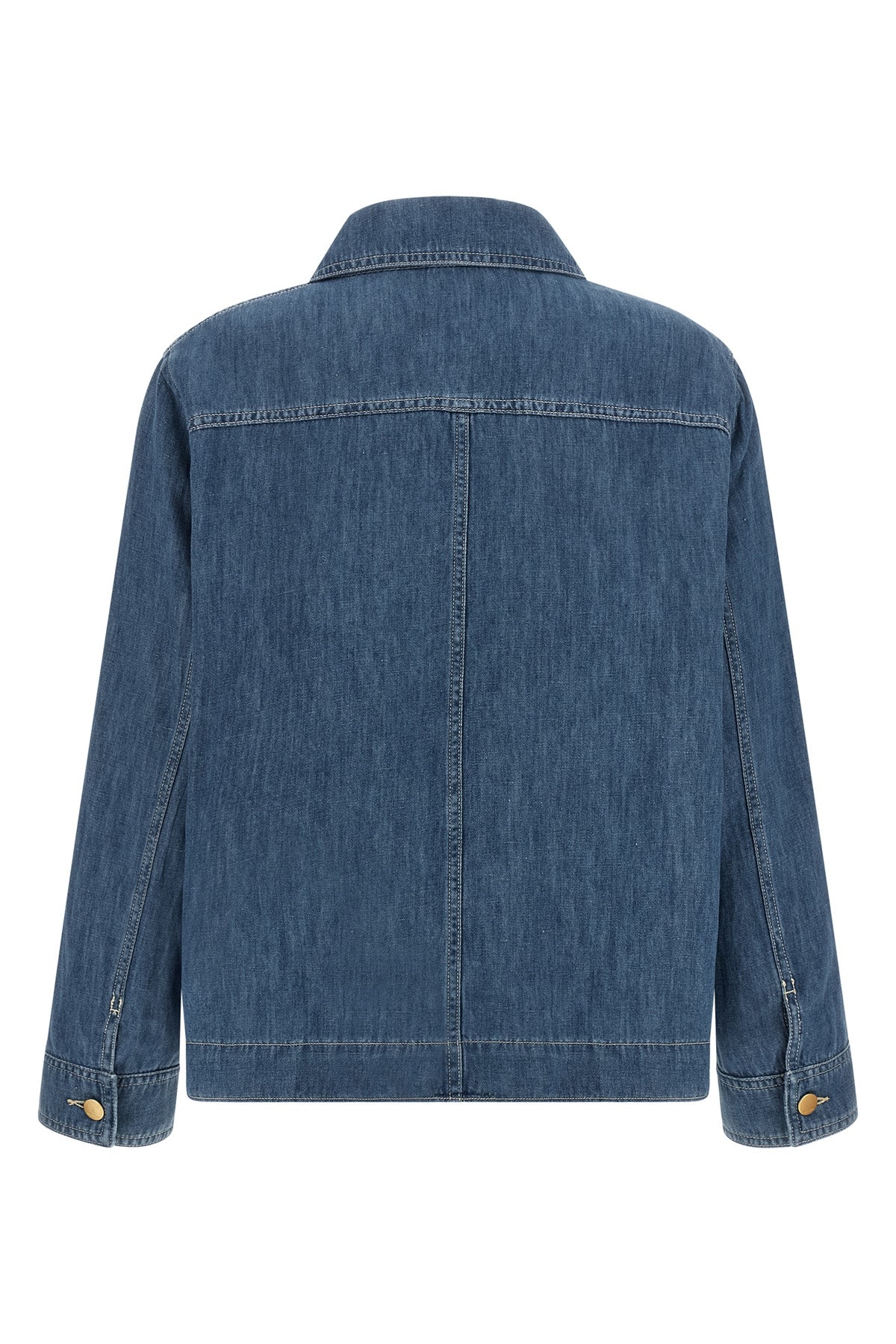 smmgalante single-breasted blazer in cotton denim and linen