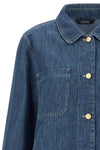 smmgalante single-breasted blazer in cotton denim and linen