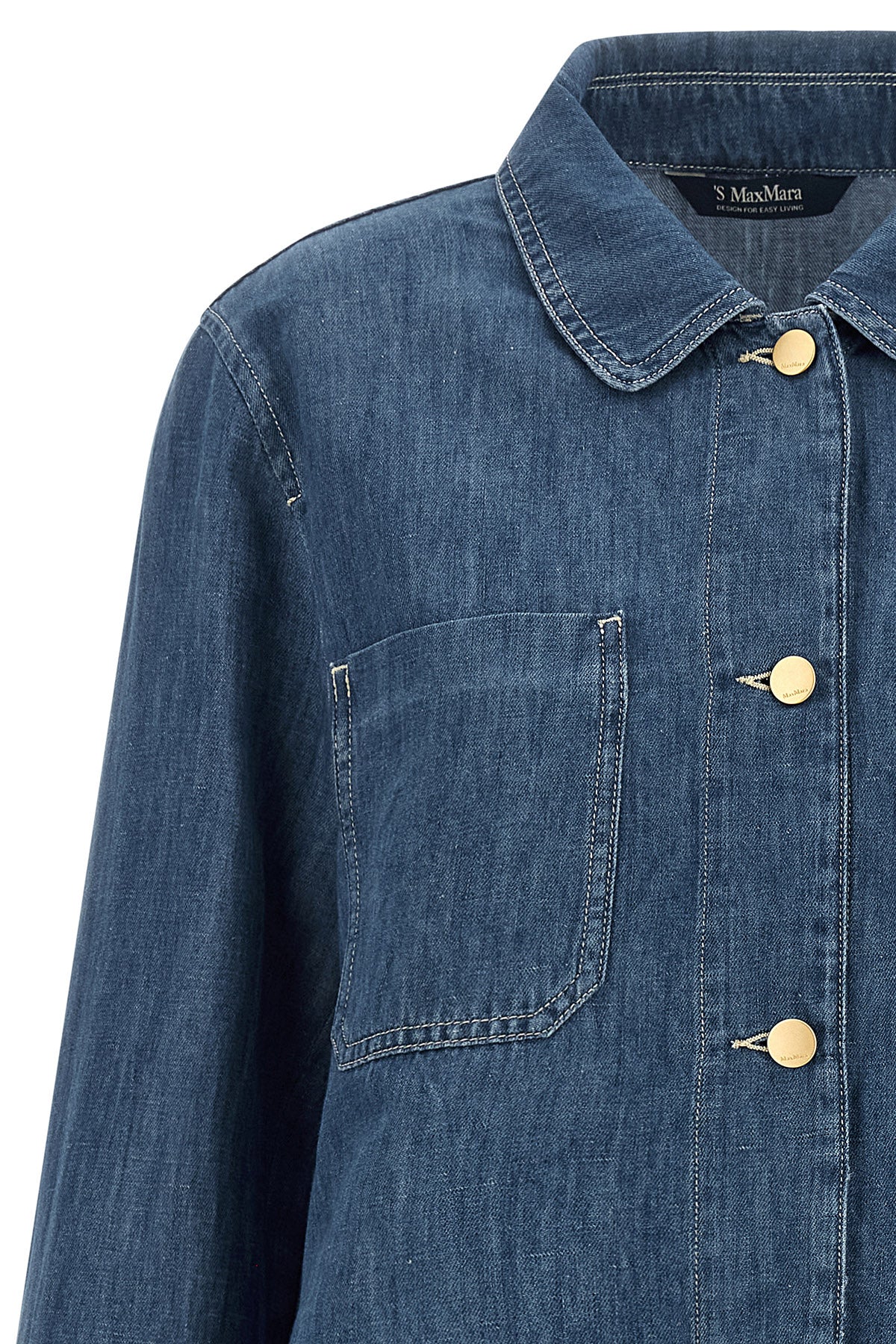 smmgalante single-breasted blazer in cotton denim and linen