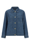 smmgalante single-breasted blazer in cotton denim and linen