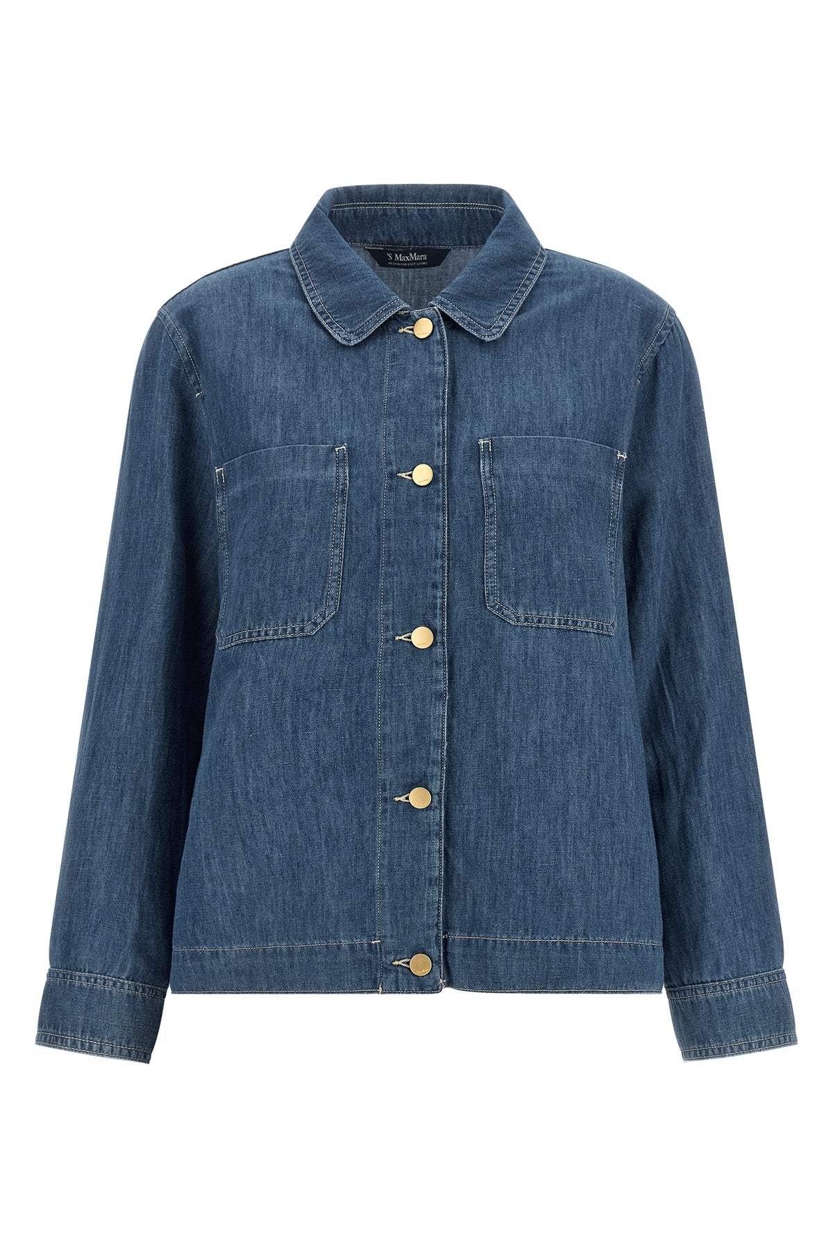 smmgalante single-breasted blazer in cotton denim and linen