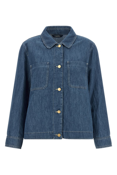 smmgalante single-breasted blazer in cotton denim and linen