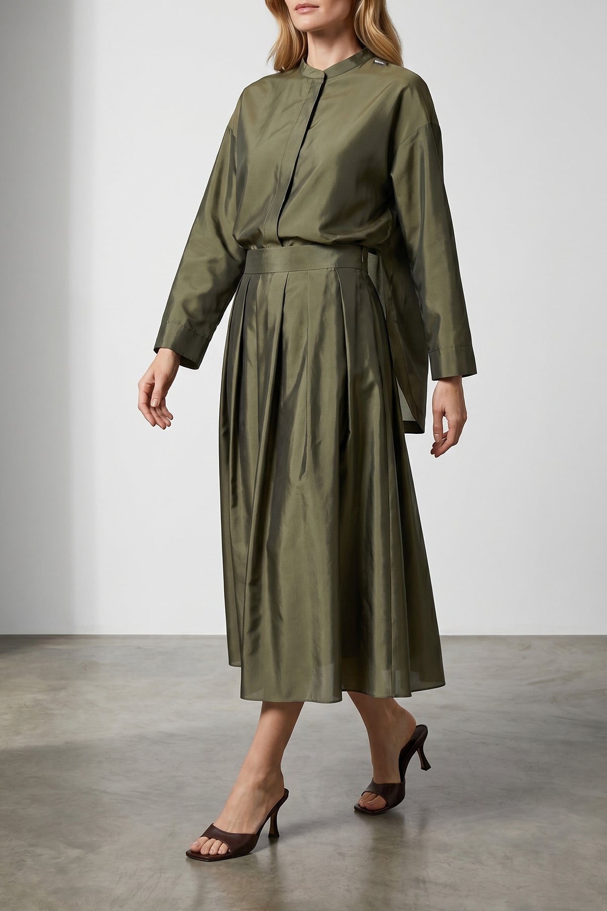 long smmeffetto skirt in silk blend organza