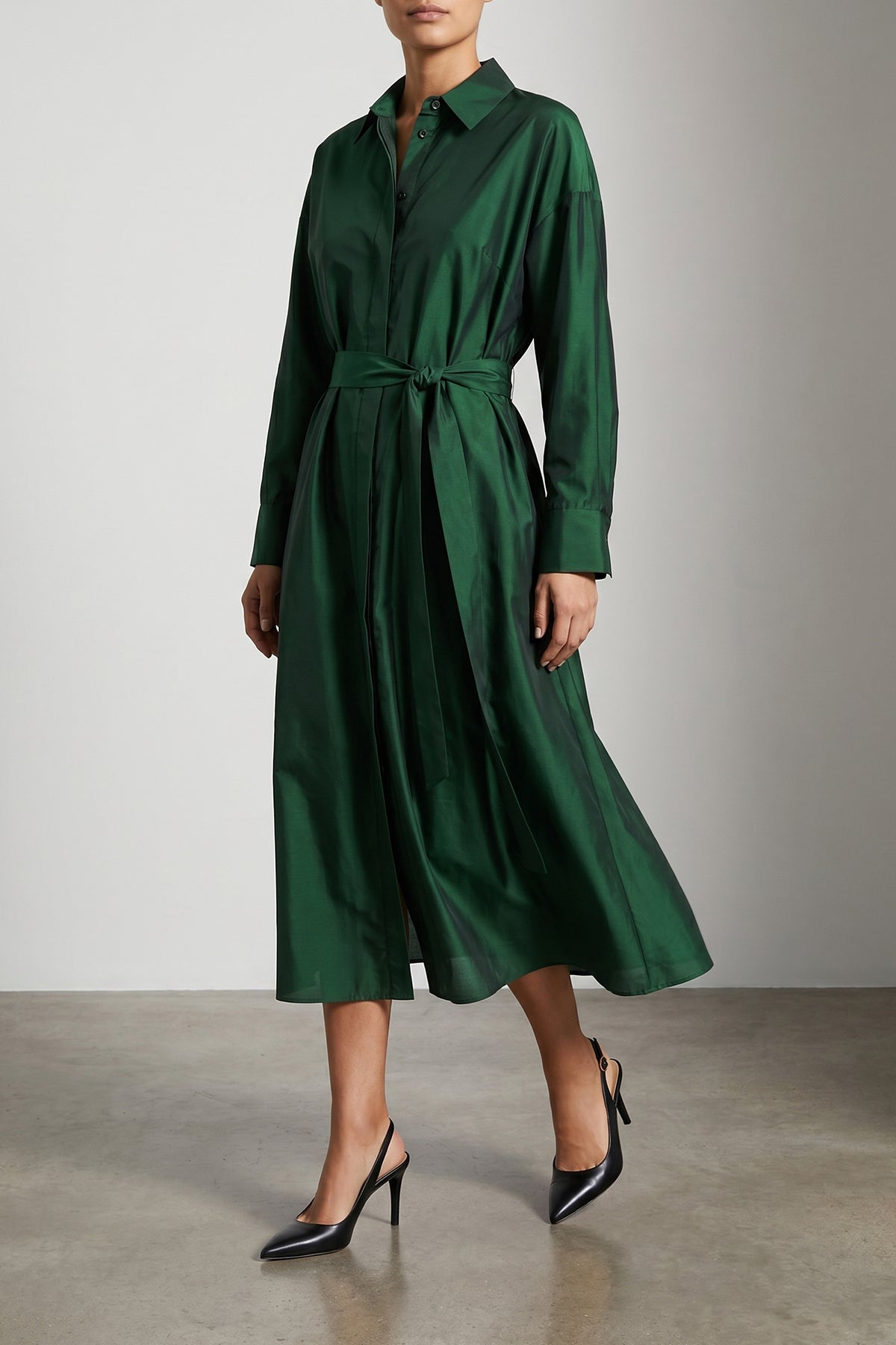 smmanna midi dress in washed silk blend organza