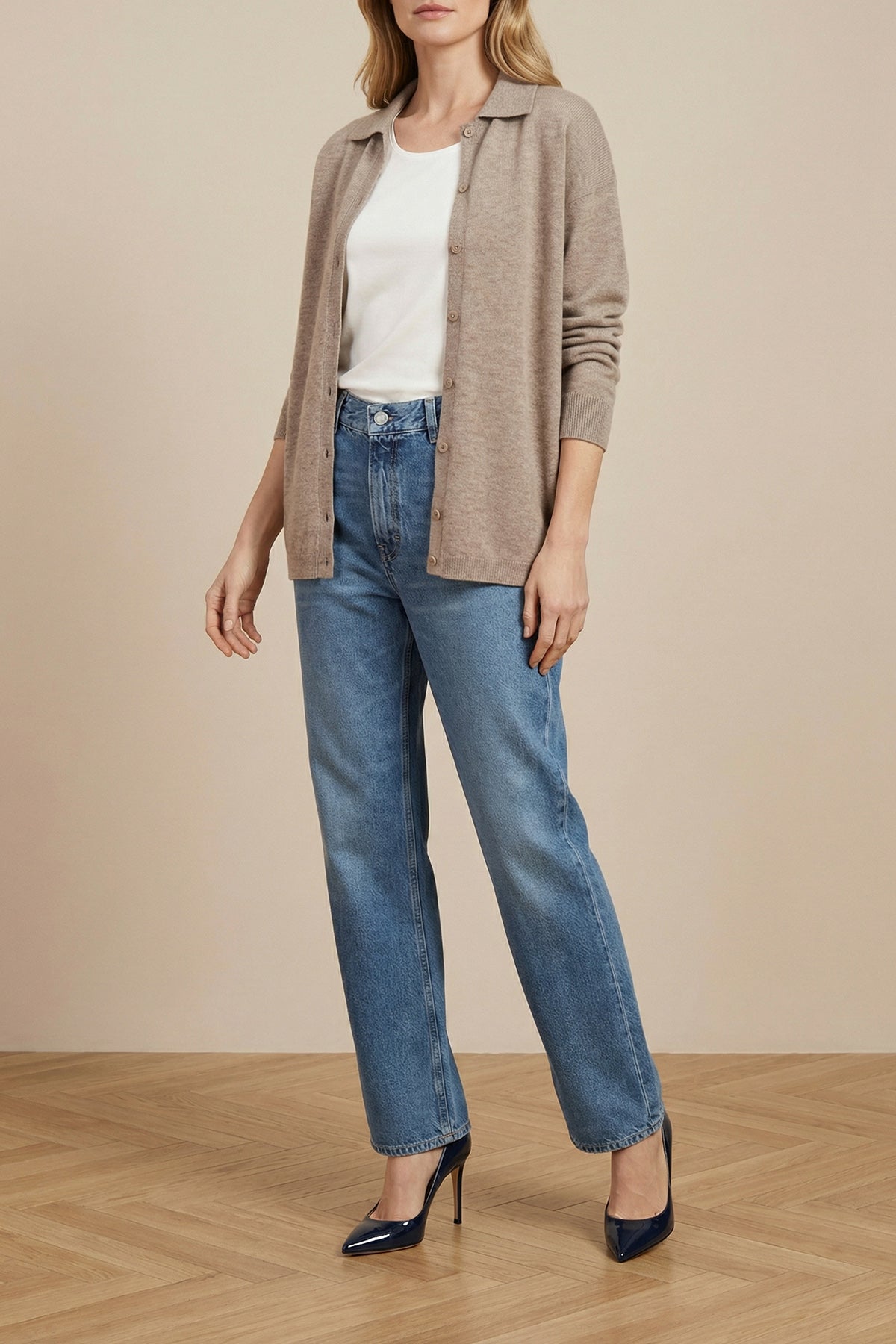 smmgatti cardigan in solid-knit wool and cashmere yarn
