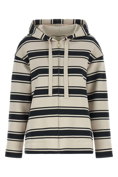 smmdream striped scuba jersey hoodie in cotton blend