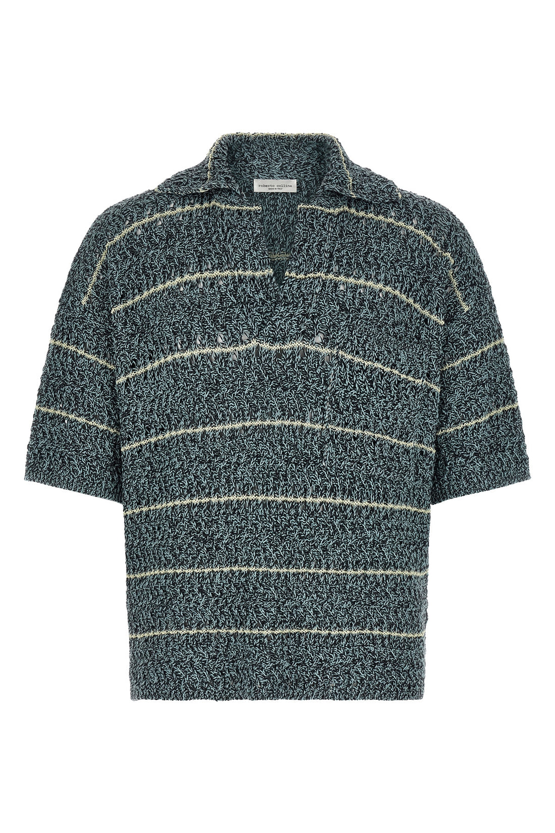 ROBERTO COLLINA 50 moliné texture stitch knitted polo shirt
