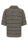 knitted two-tone cotton cardigan