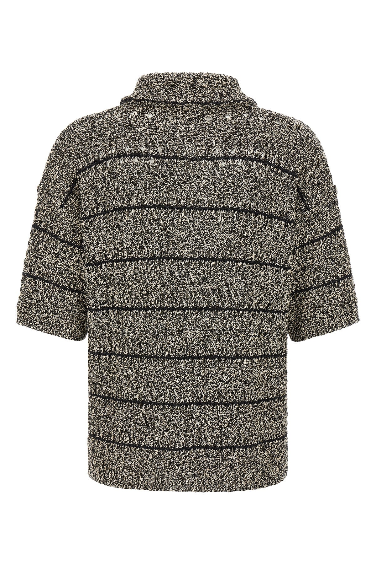 knitted two-tone cotton cardigan