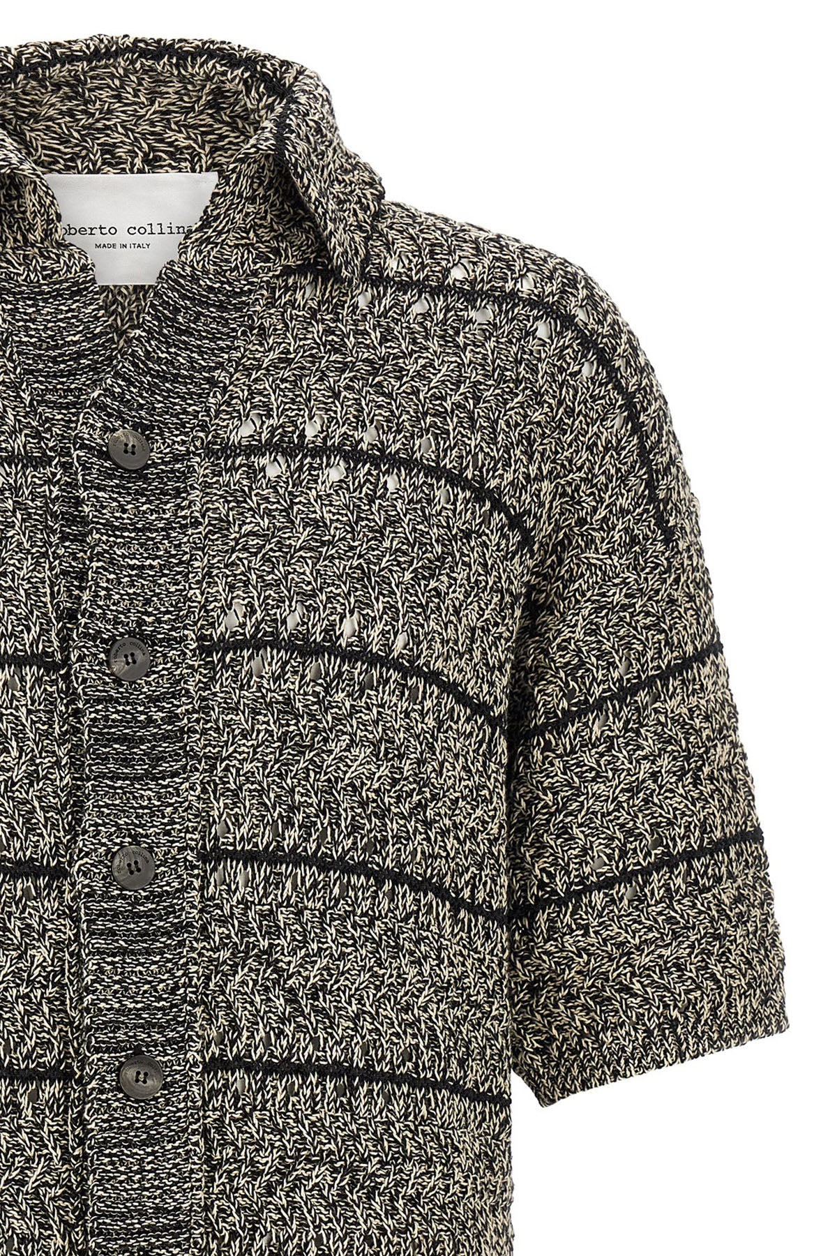 knitted two-tone cotton cardigan