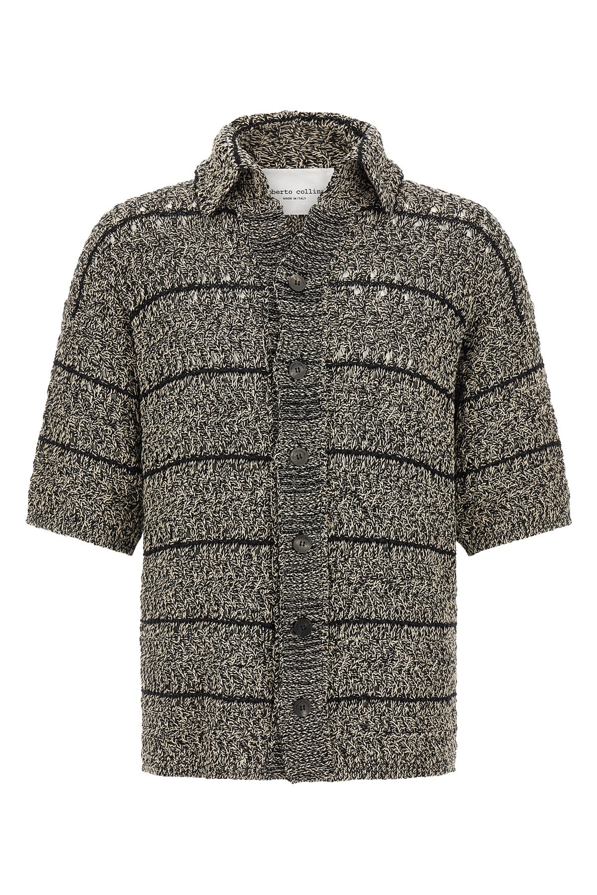 knitted two-tone cotton cardigan