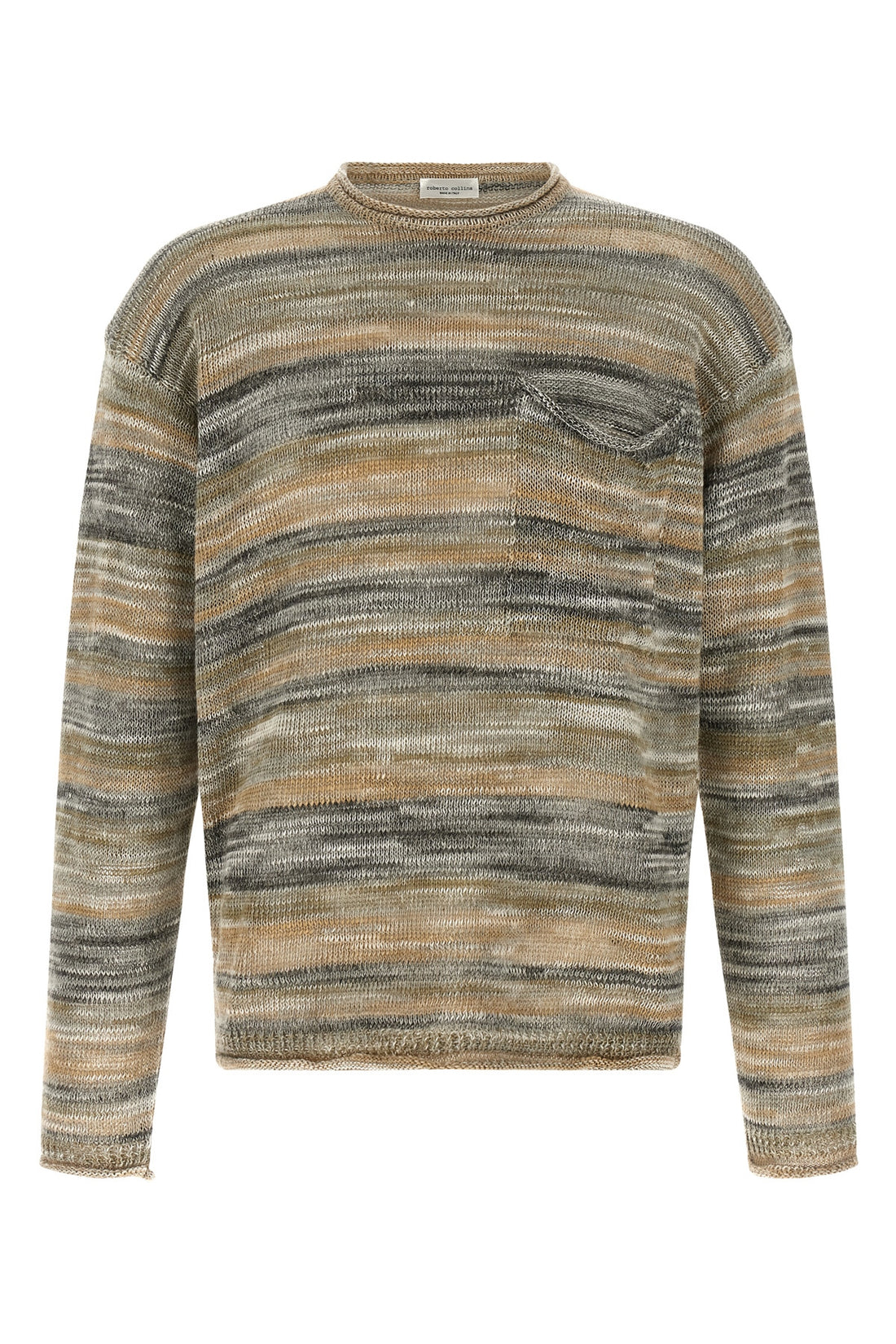 ROBERTO COLLINA 48 striped mouliné linen blend sweater