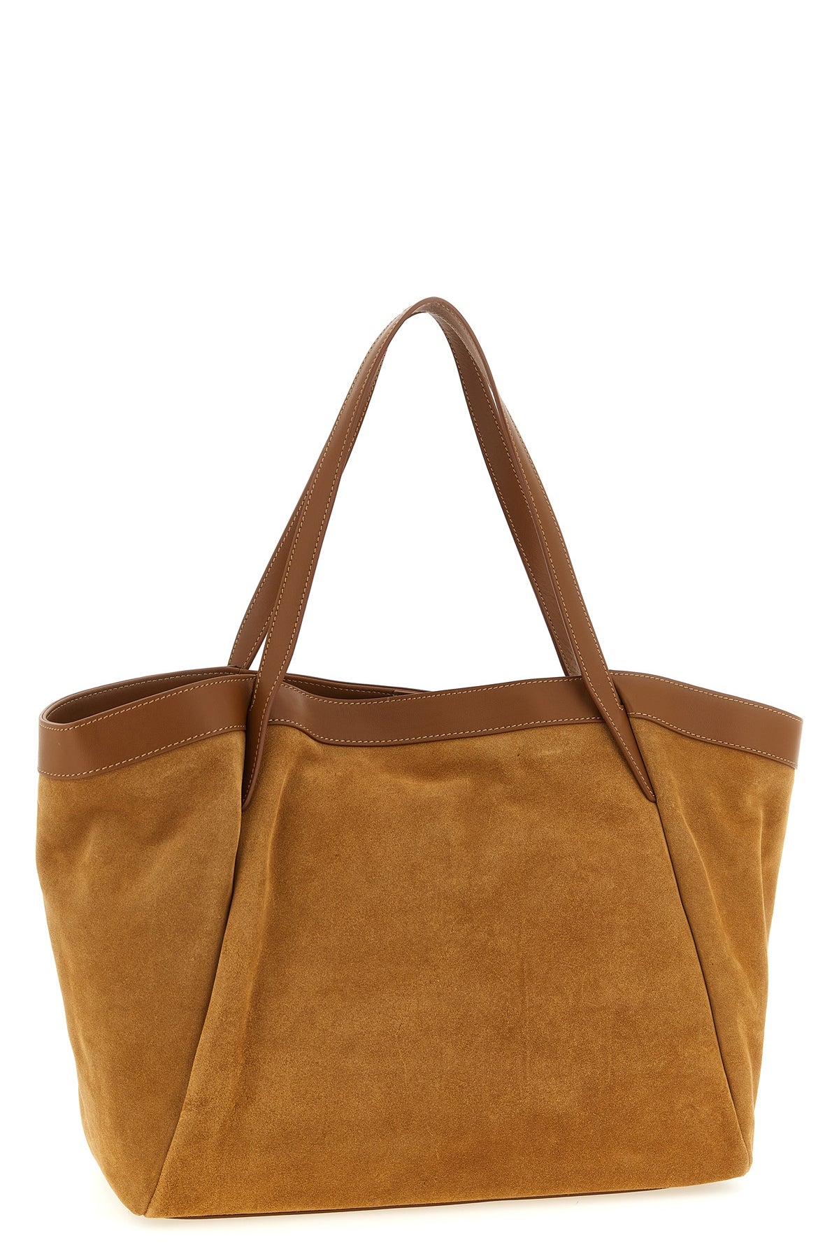 tone-on-tone suede and smooth leather shopping