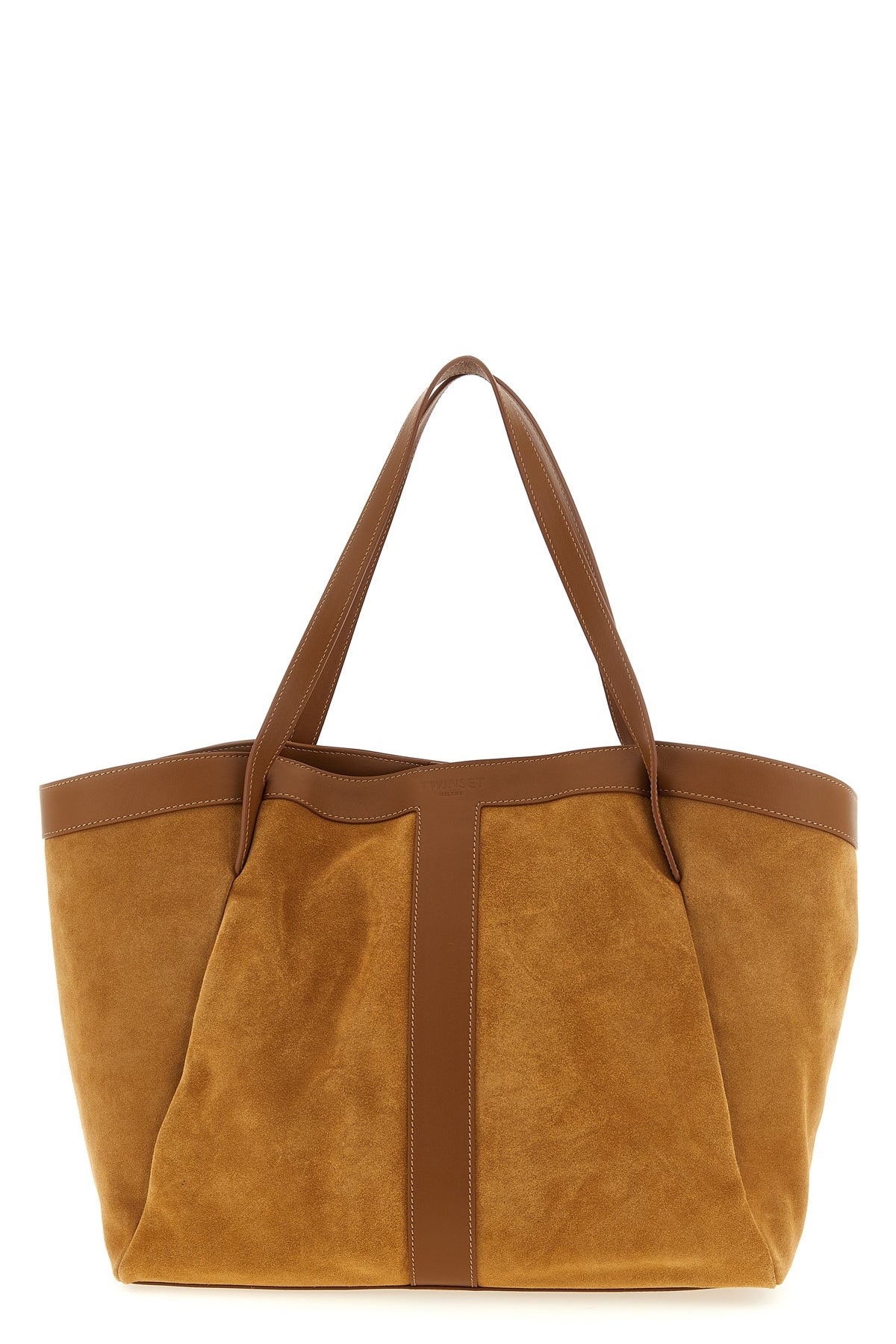 tone-on-tone suede and smooth leather shopping
