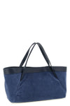 suede and tone-on-tone smooth leather shoulder bag