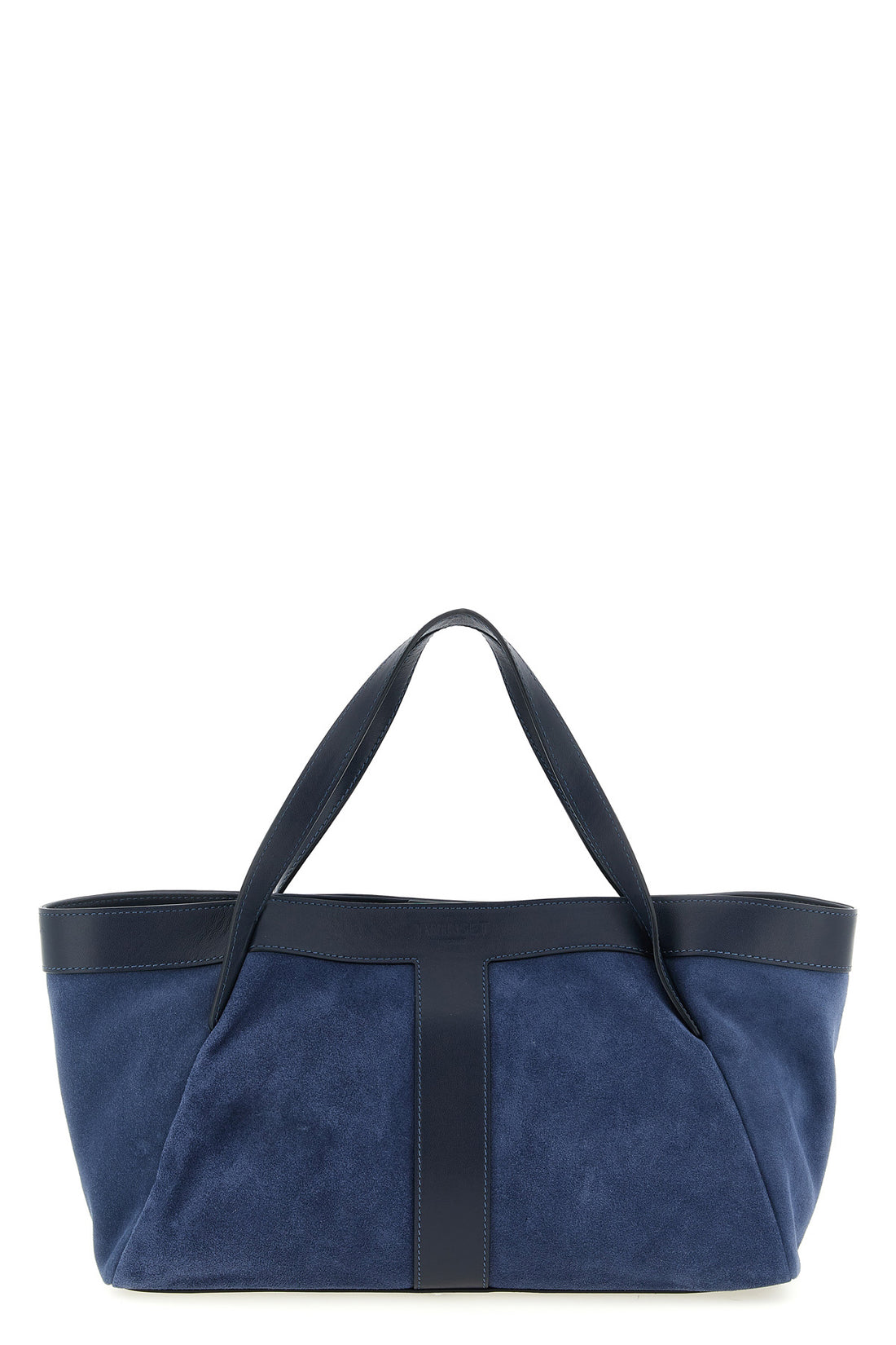 TWIN SET OS suede and tone-on-tone smooth leather shoulder bag