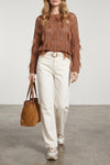 suede and tone-on-tone smooth leather shoulder bag