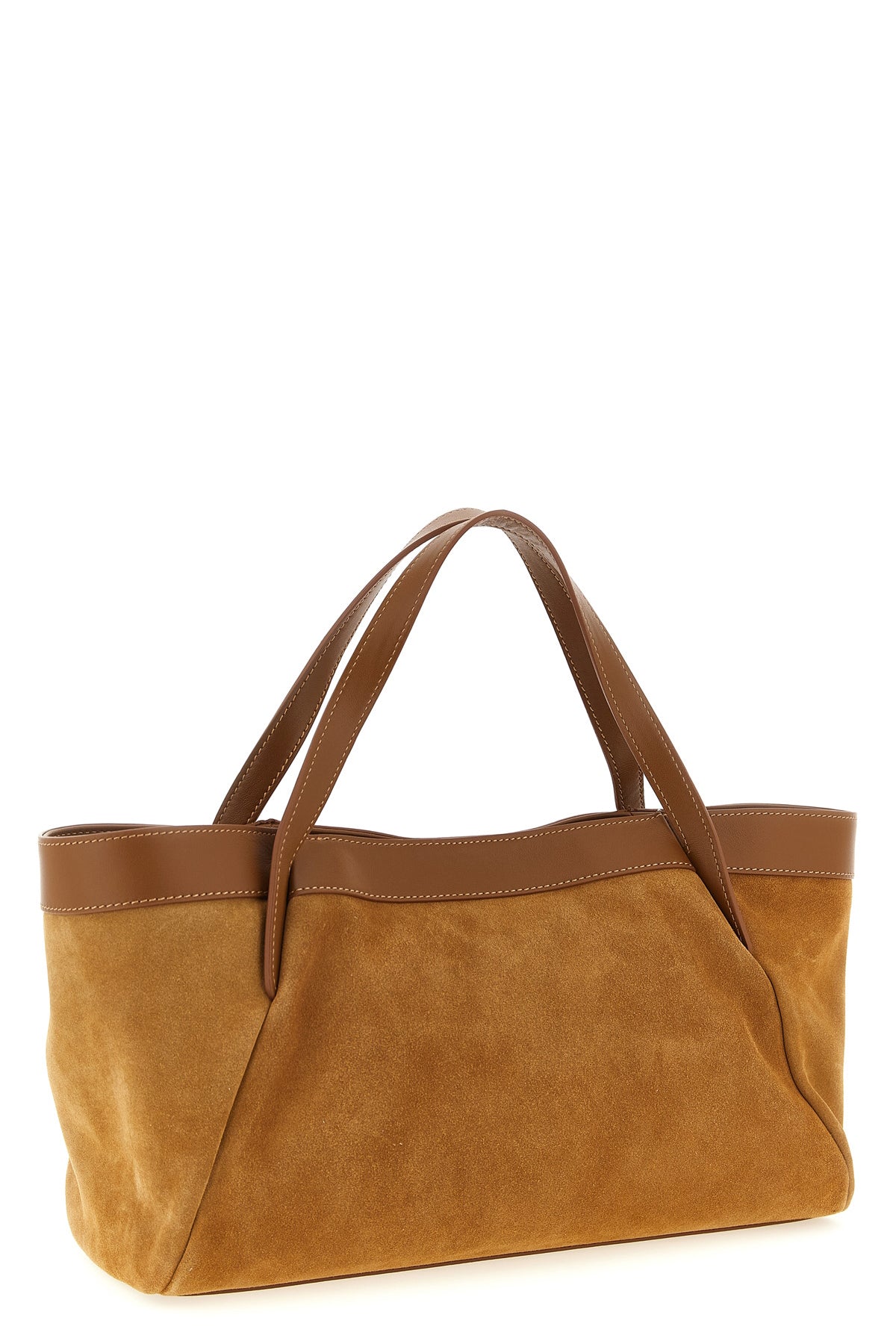 suede and tone-on-tone smooth leather shoulder bag