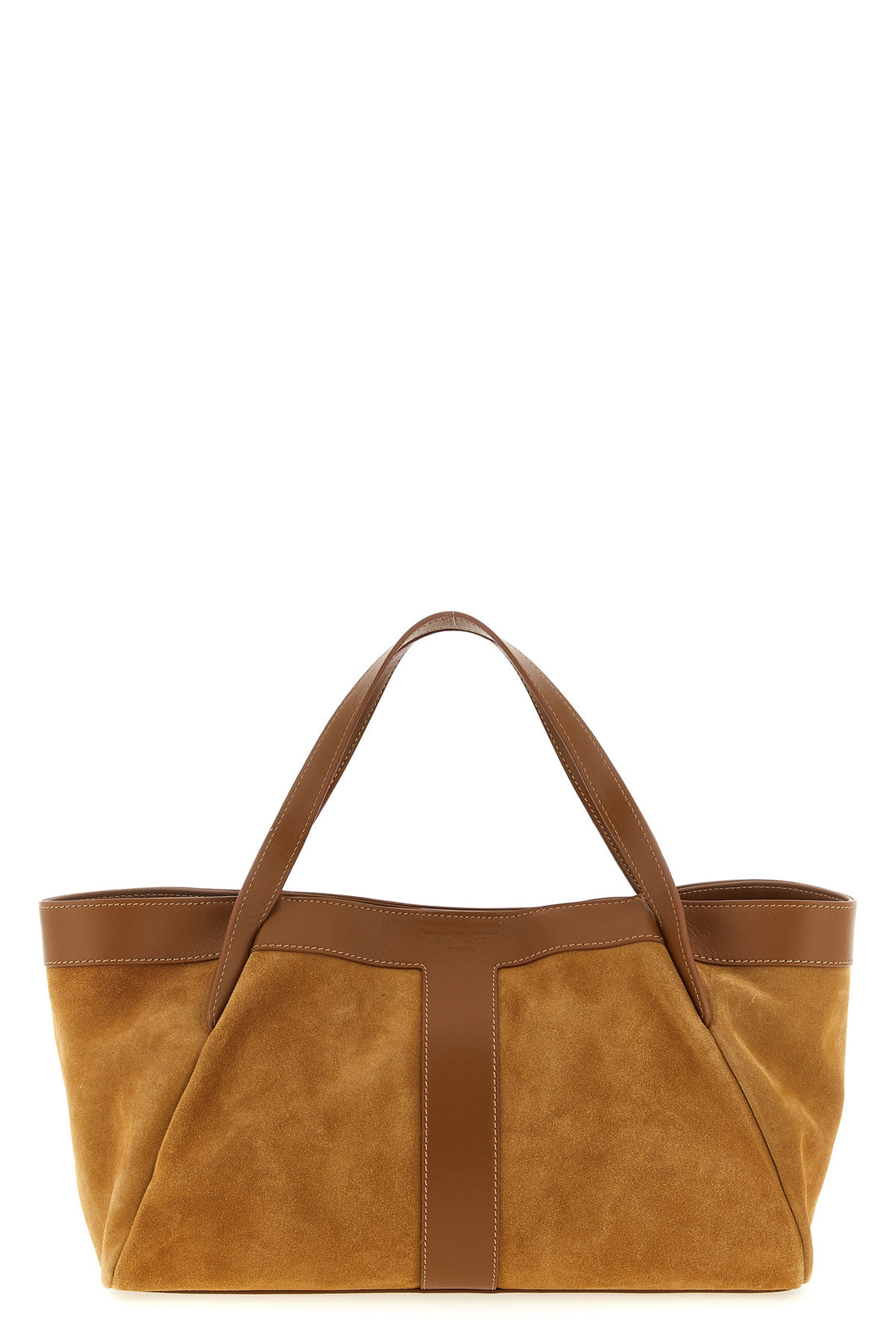 TWIN SET OS suede and tone-on-tone smooth leather shoulder bag