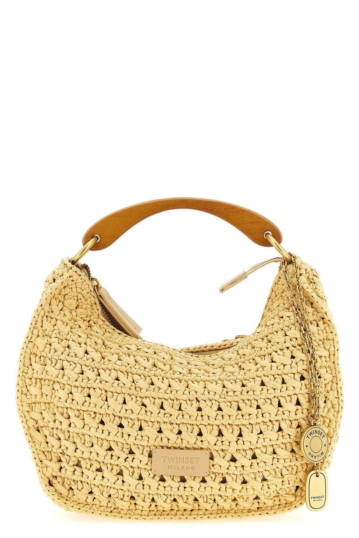handbag croissant handbag in hand-woven cellulose raffia