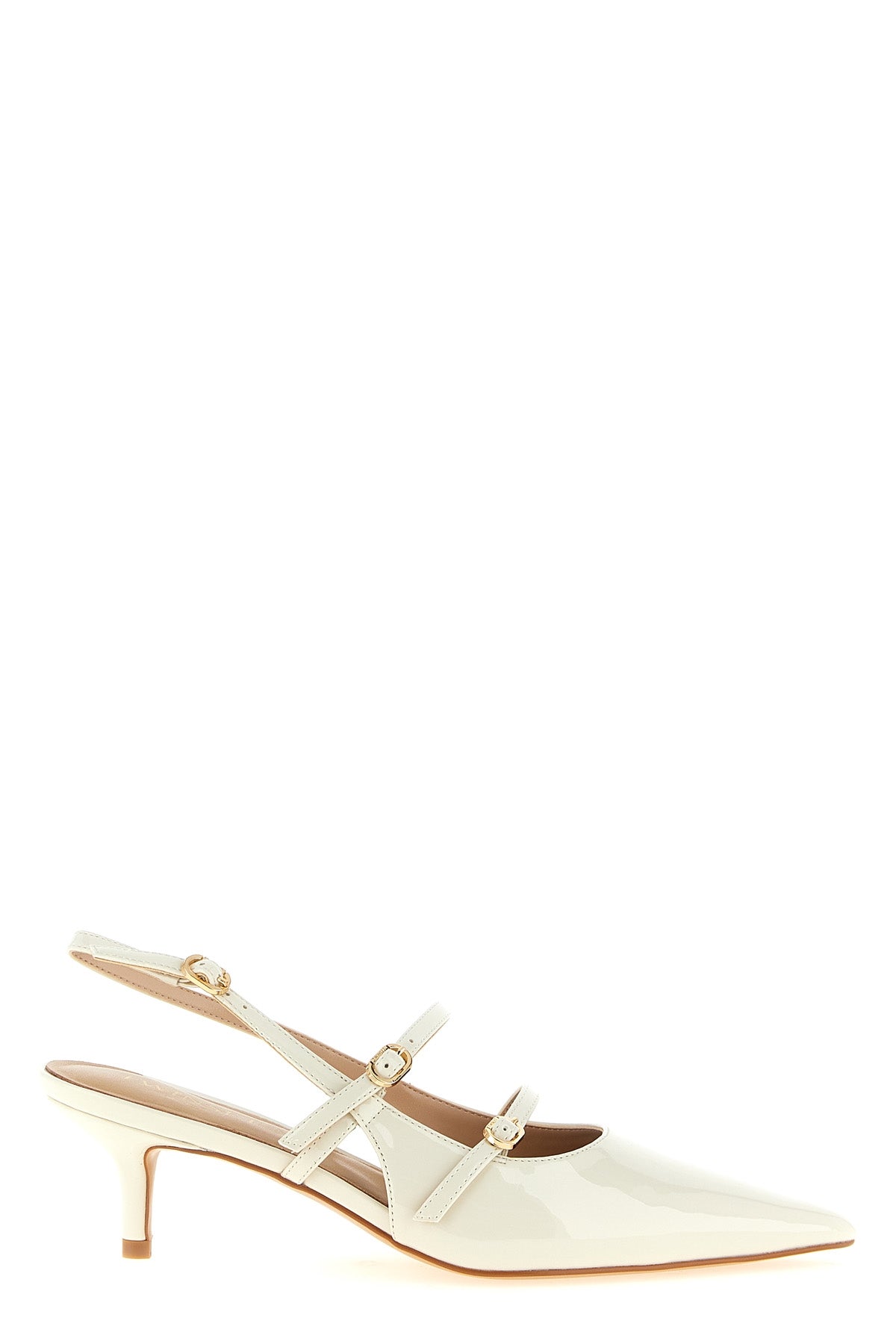 patent leather effect fabric slingbacks