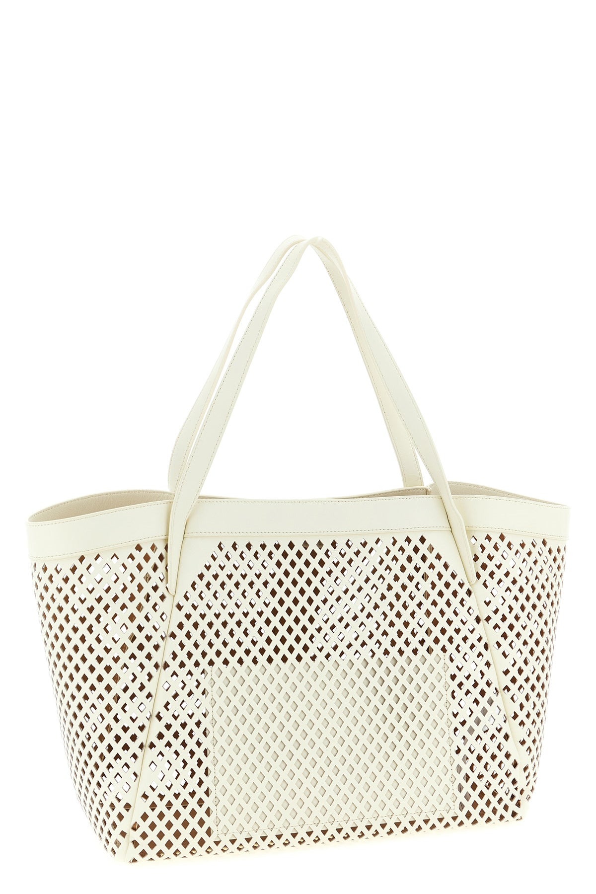 openwork leather shopping bag