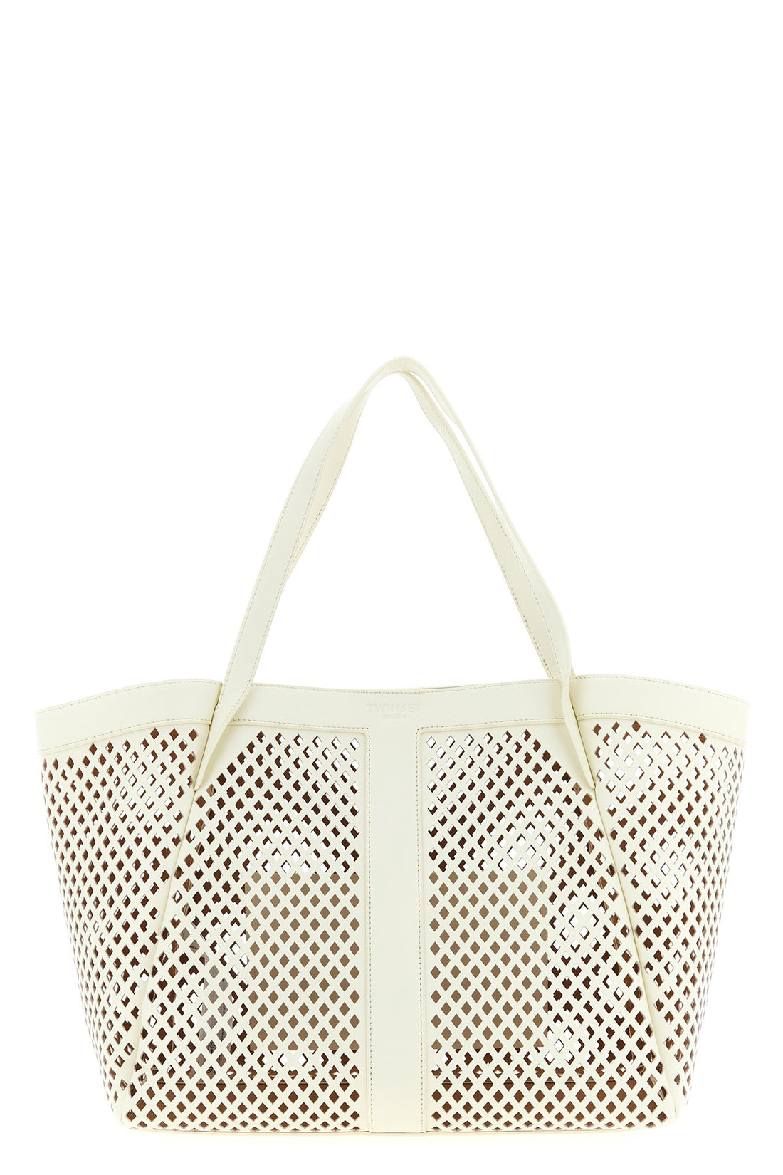TWIN SET OS openwork leather shopping bag