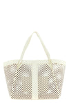openwork leather shopping bag