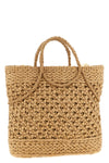 shopping bag in woven straw-effect fabric
