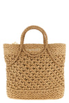 shopping bag in woven straw-effect fabric