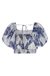 floral-patterned lozenge print ramie blouse