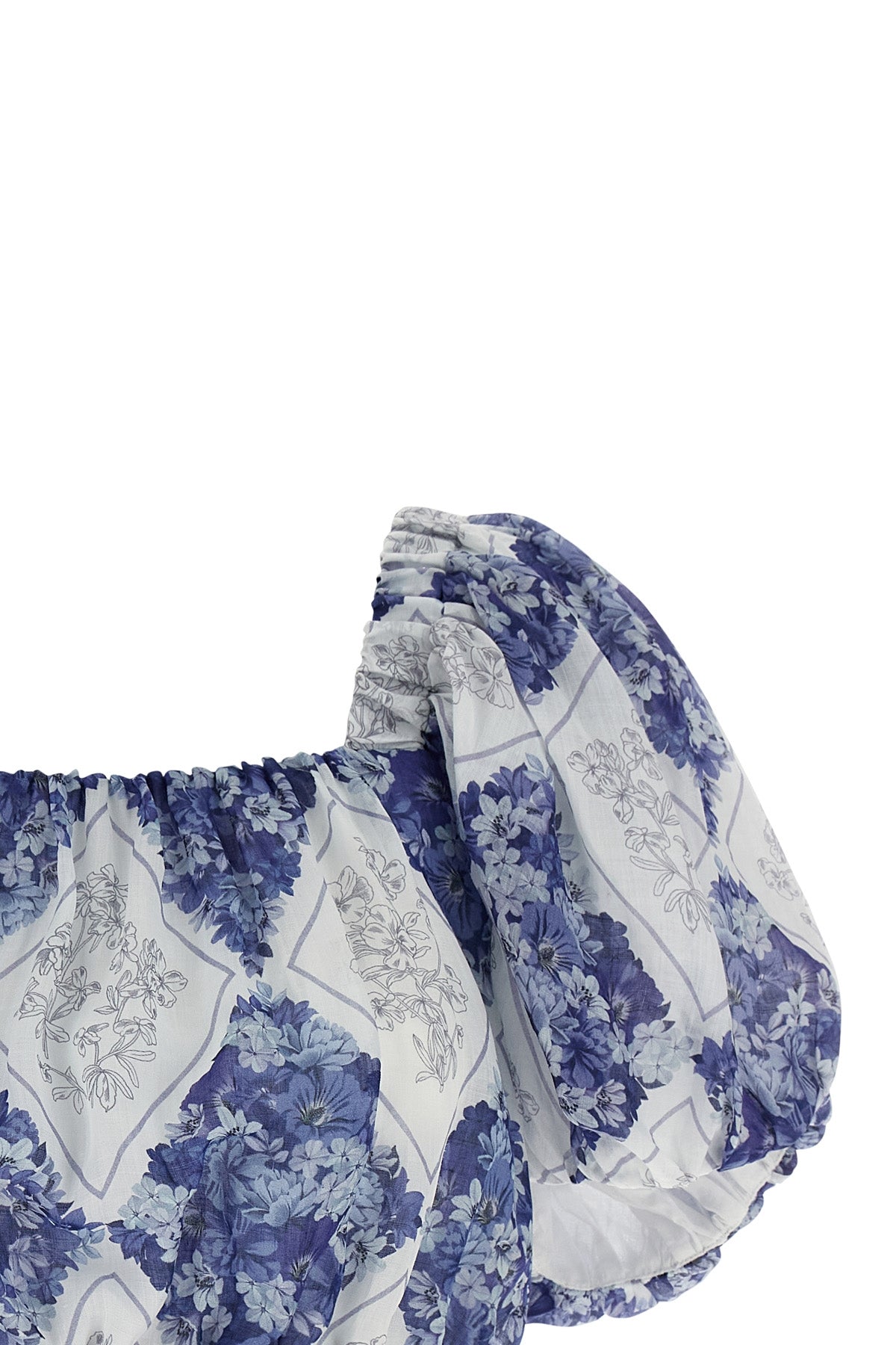 floral-patterned lozenge print ramie blouse