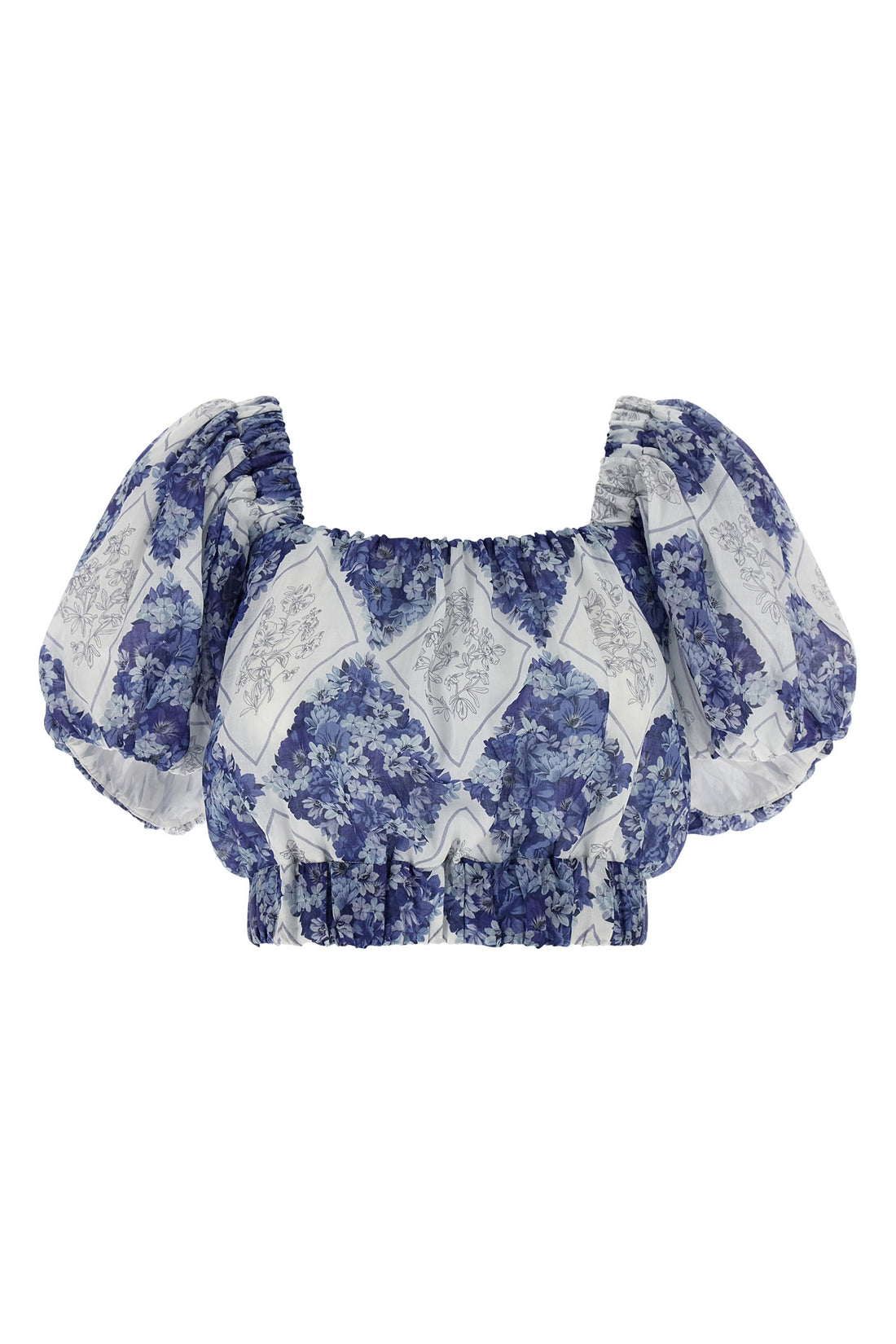 TWIN SET 38 floral-patterned lozenge print ramie blouse