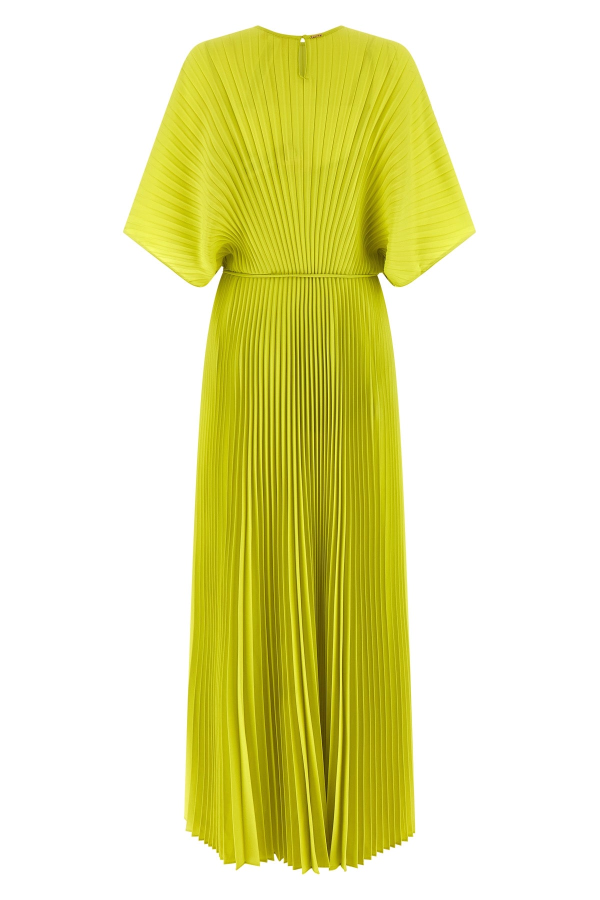 pleated crepe de chine long dress