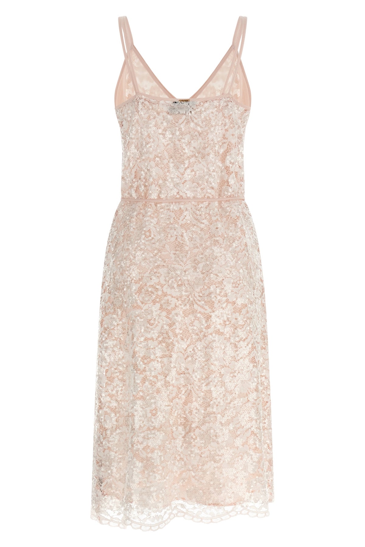 semi-transparent lace midi dress