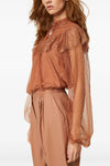 semi-transparent plumetis tulle blouse