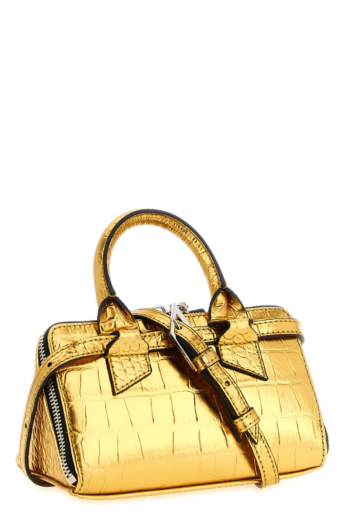 the attico friday mini handbag is made of bright gold-colored leather