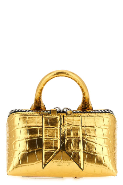the attico friday mini handbag is made of bright gold-colored leather
