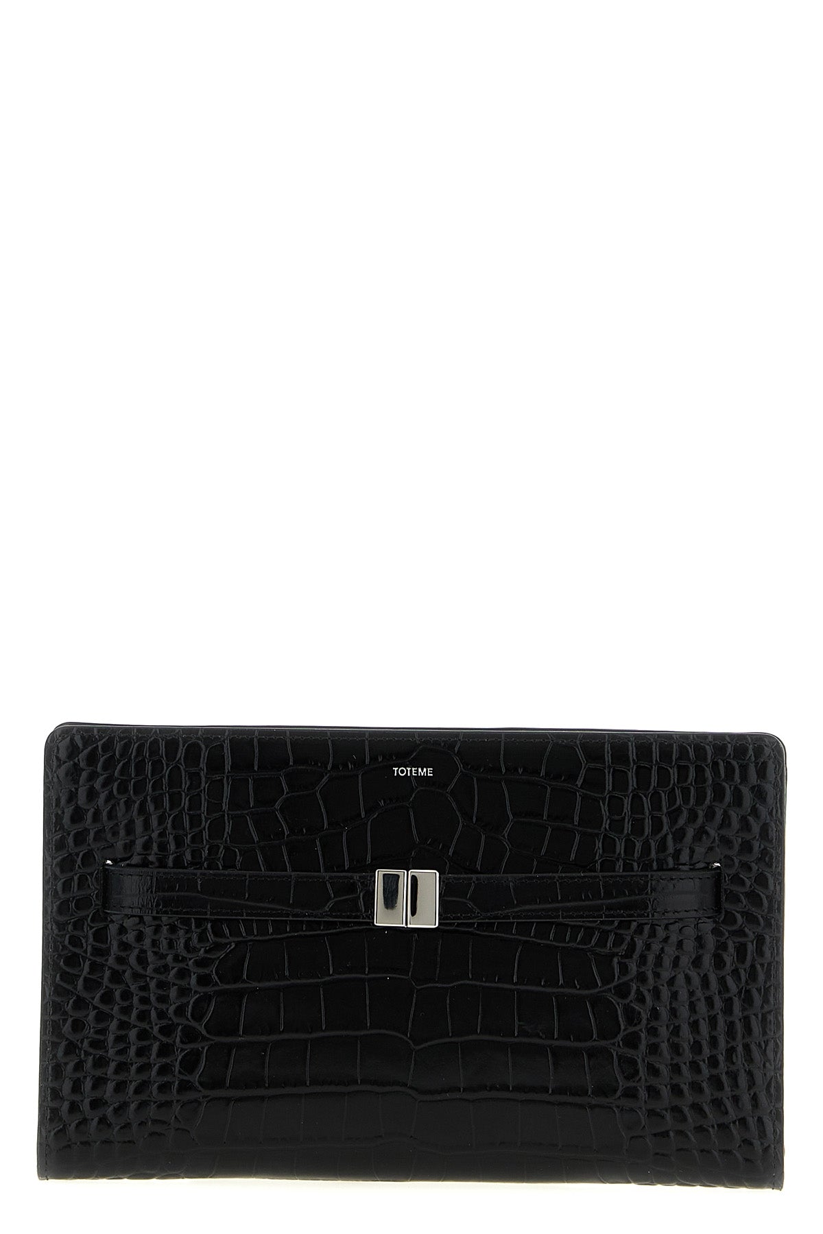 belted leather crocodile-print leather crossbody bag