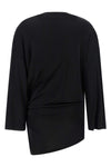 the attico black fluid viscose mini dress defines an asymmetrical silhouette