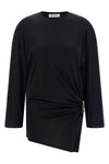 the attico black fluid viscose mini dress defines an asymmetrical silhouette