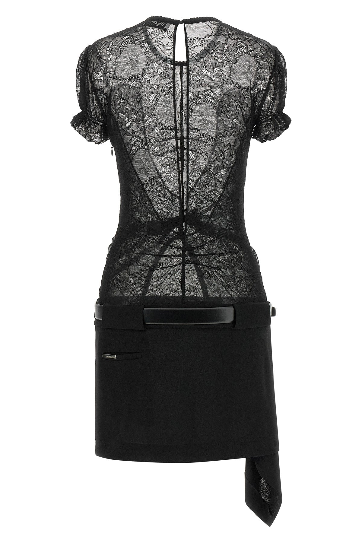 the the attico mini dress stands out for a construction that combines contrastin