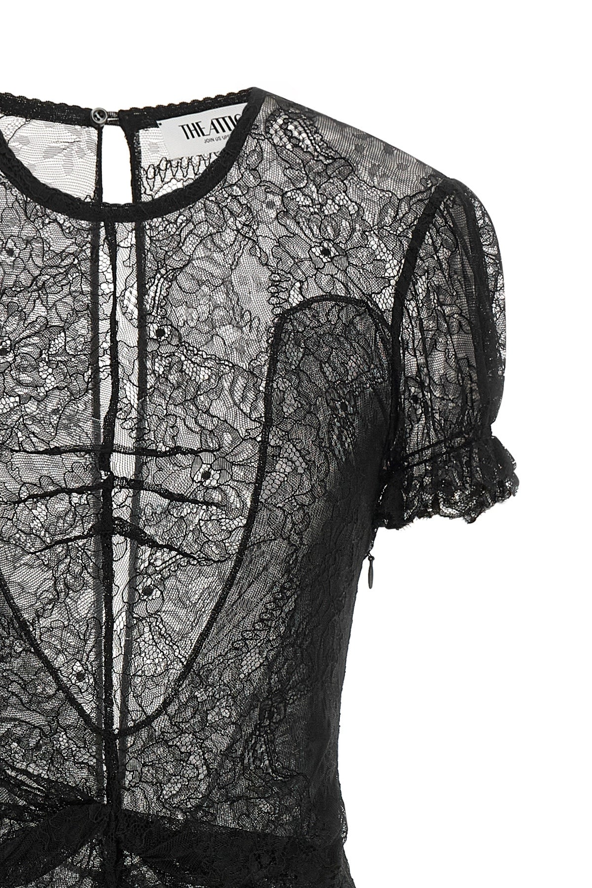 the the attico mini dress stands out for a construction that combines contrastin