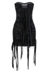 the attico mini dress redefines the evening silhouette through a bold play of tr