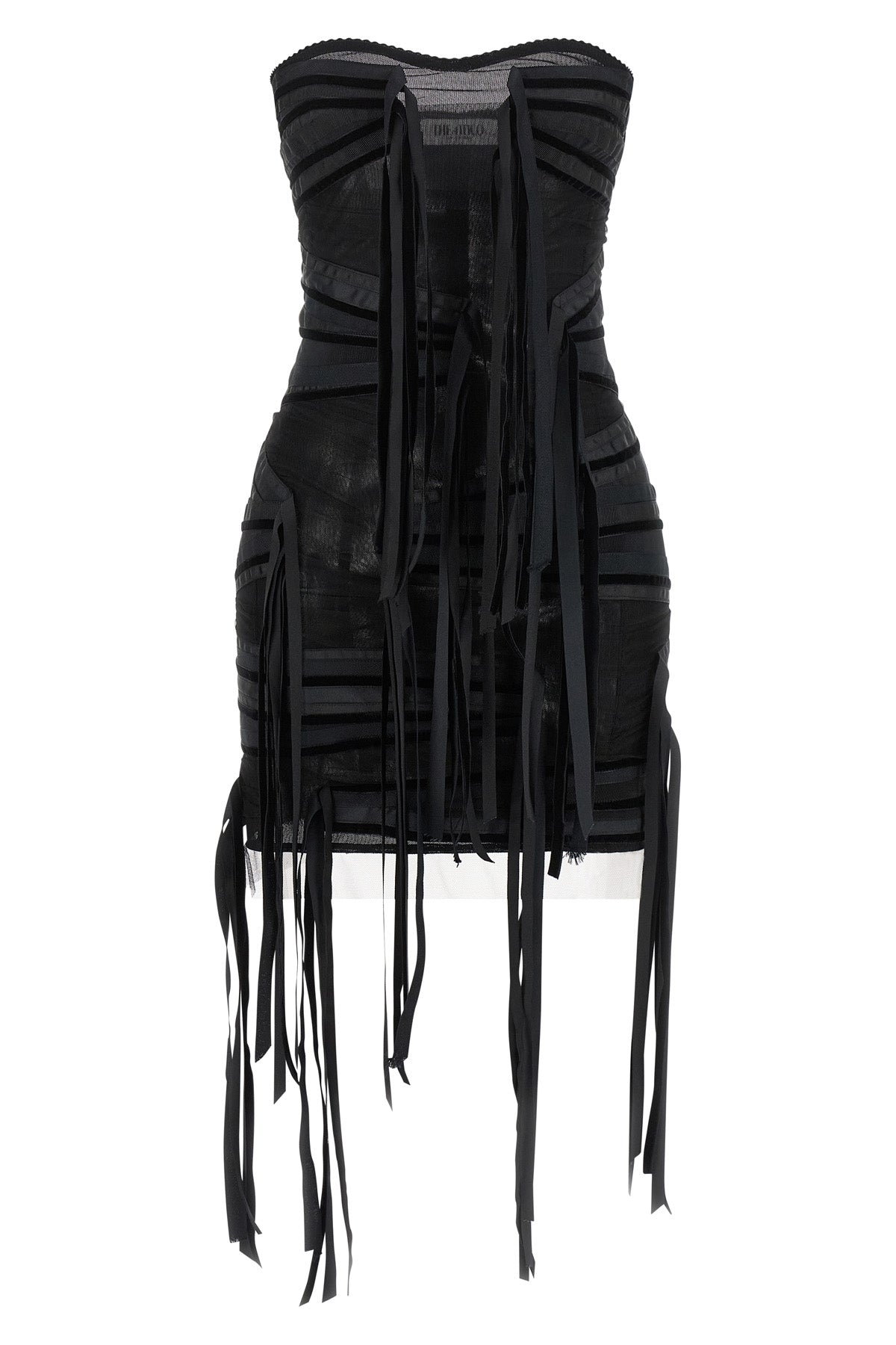 the attico mini dress redefines the evening silhouette through a bold play of tr