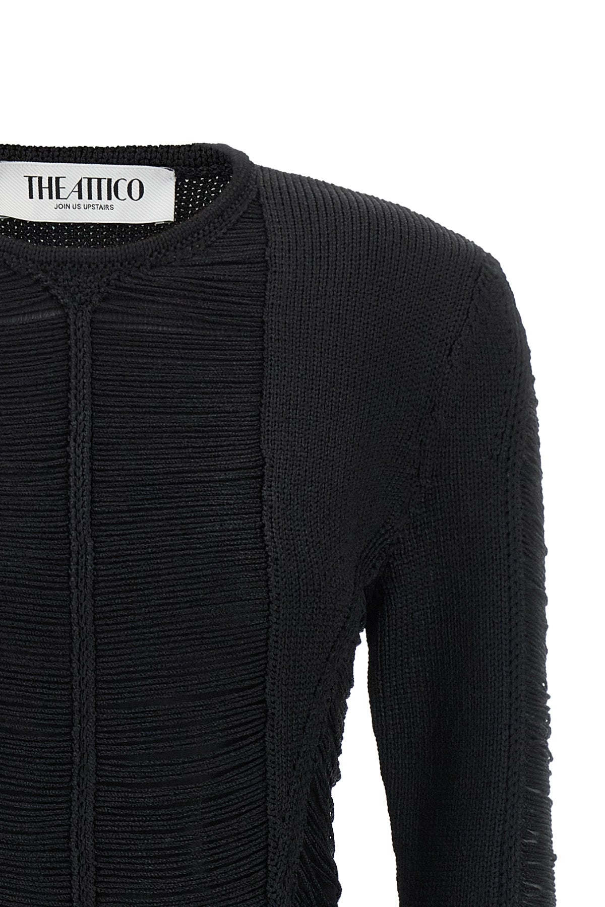 the mini dress the attico defines a new aesthetic through a complex knitting pro