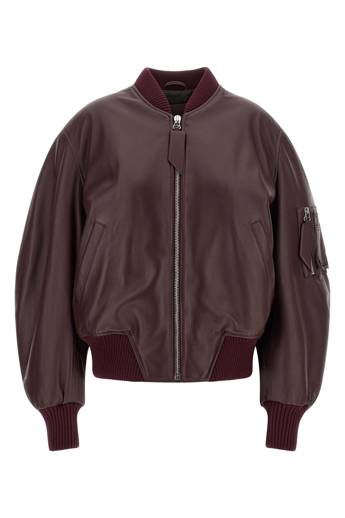 the attico anja bomber jacket in pure lambskin redefines classic volumes throu